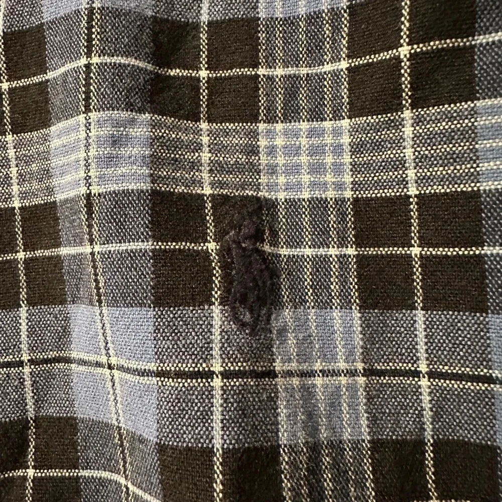 Polo Ralph Lauren Blake Shirt Mens L Blue Navy Plaid Cotton Button Down LS